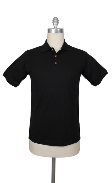 $995 Kiton Black Solid Cotton Polo - (KT726253) - Parent