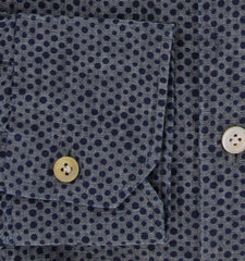 $600 Kiton Dark Blue Polka Dot Cotton Shirt - Slim - (KT9122618) - Parent