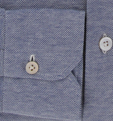 $600 Kiton Dark Blue Solid Cotton Shirt - Slim - (KT916264) - Parent