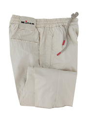 $1150 Kiton Beige Solid Cotton Blend Pants - Slim - 33/49 - (KT828257)