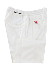 $1150 Kiton White Solid Cotton Blend Pants - Slim - 33/49 - (KT828259)