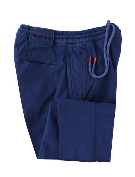 $1150 Kiton Blue Solid Cotton Blend Pants - Slim - (KT828252) - Parent