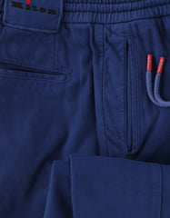 $1150 Kiton Blue Solid Cotton Blend Pants - Slim - (KT828252) - Parent