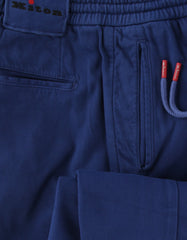 $1150 Kiton Blue Solid Cotton Blend Pants - Slim - (KT828252) - Parent