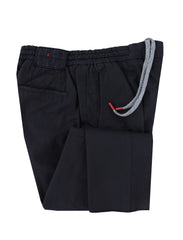 $1150 Kiton Dark Blue Solid Cotton Pants - Slim - (KT322251) - Parent