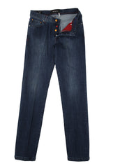 Kiton Dark Blue Solid Jeans - Slim -  33/49 - (KT322232)