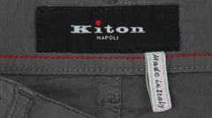 Kiton Gray Solid Cotton Blend Pants - Slim - (KT12244) - Parent