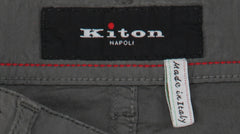 Kiton Gray Solid Cotton Blend Pants - Slim - (KT12244) - Parent