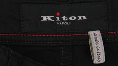 Kiton Black Solid Cotton Blend Pants - Slim - (KT12242) - Parent