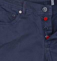Kiton Blue Solid Cotton Blend Pants - Slim - (KT12245) - Parent