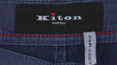 Kiton Blue Solid Cotton Blend Pants - Slim - (KT12245) - Parent