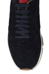 $1620 Kiton Dark Blue Goat  Sneakers - (KT89256) - Parent