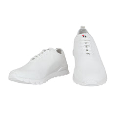 $820 Kiton White Cotton  Sneakers - 10/9 - (KT89253)