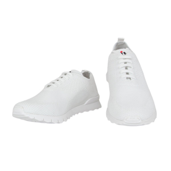 $820 Kiton White Cotton  Sneakers - (KT89253) - Parent