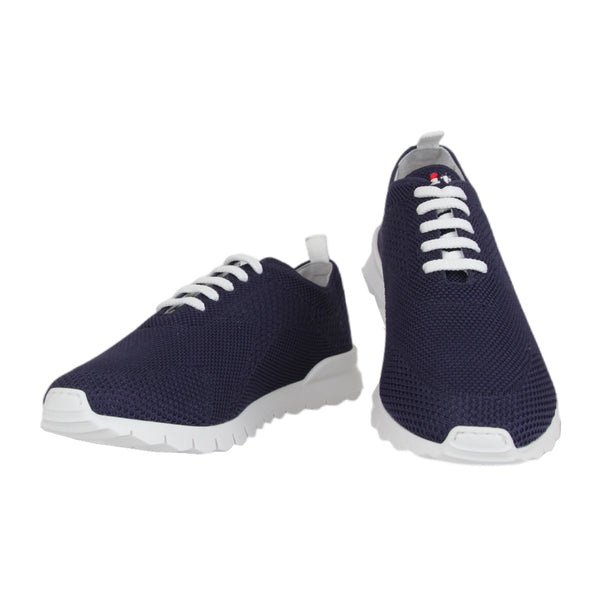 $820 Kiton Navy Blue Cotton  Sneakers - (KT89252) - Parent