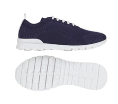 $820 Kiton Navy Blue Cotton  Sneakers - (KT89252) - Parent