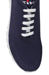 $820 Kiton Navy Blue Cotton  Sneakers - (KT89252) - Parent