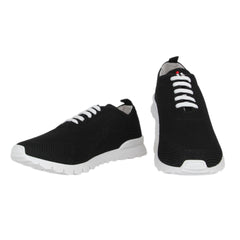 $820 Kiton Black Cotton  Sneakers - 10/9 - (KT89255)