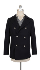 Kiton Dark Blue Wool Solid Coat - (KT37244) - Parent