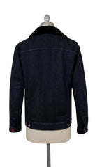 Kiton Denim Blue Cotton Blend Solid Jean Jacket - (KT220241) - Parent