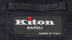 Kiton Dark Blue Wool Blend Solid Coat - (KT37247) - Parent