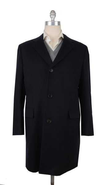 Kiton Dark Blue Cashmere Solid Coat - (KT372410) - Parent