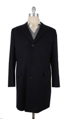 Kiton Dark Blue Cashmere Solid Coat - 48/58 - (KT372410)