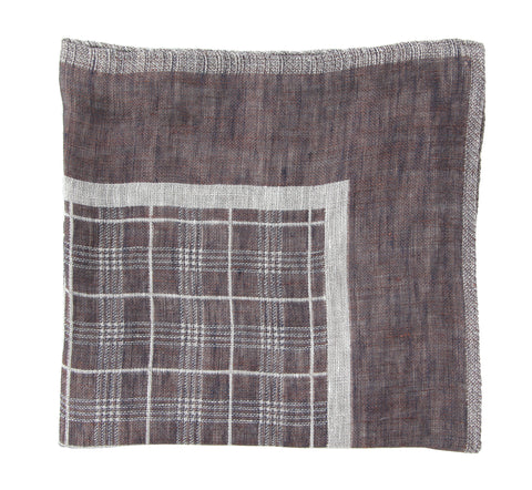 Luciano Barbera Brown Linen Pocket Square