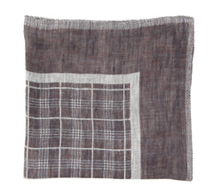Luciano Barbera Brown Plaid Linen Pocket Square (LU720233)