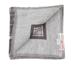 Luciano Barbera Brown Plaid Linen Pocket Square (LU720233)