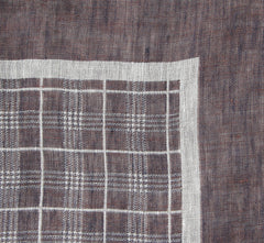 Luciano Barbera Brown Plaid Linen Pocket Square (LU720233)