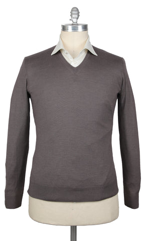 Luigi Borrelli Dark Gray V-Neck Sweater