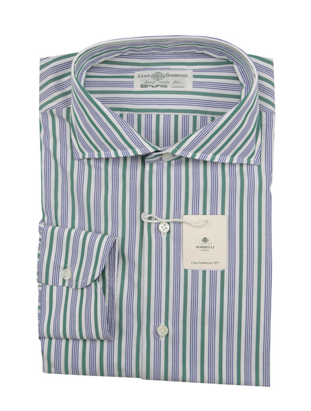 Luigi Borrelli Green Striped Cotton Shirt - Slim - (LB1119221) - Parent