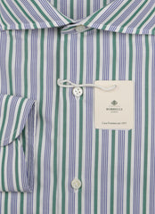 Luigi Borrelli Green Striped Cotton Shirt - Slim - (LB1119221) - Parent