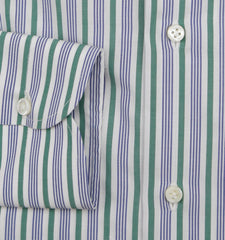 Luigi Borrelli Green Striped Cotton Shirt - Slim - (LB1119221) - Parent