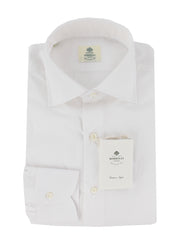 $500 Luigi Borrelli White Solid Cotton Shirt - Slim - 18/45 - (LB12272414)