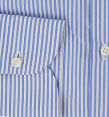 $500 Luigi Borrelli Blue Striped Cotton Shirt - Slim - (LB12272417) - Parent