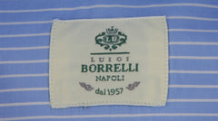 $500 Luigi Borrelli Light Blue Striped Shirt - Slim - (LB328262) - Parent