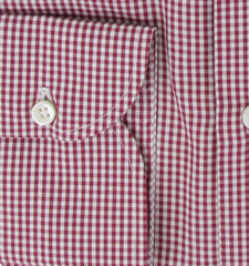 $500 Luigi Borrelli Burgundy Red Check Shirt - Slim - (LB12272422) - Parent