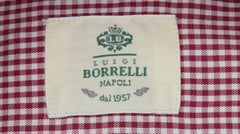 $500 Luigi Borrelli Burgundy Red Check Shirt - Slim - (LB12272422) - Parent