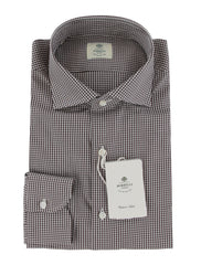 $500 Luigi Borrelli Dark Brown Micro-Check Shirt - Slim - (LB1227258) - Parent