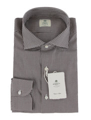 $500 Luigi Borrelli Dark Brown Micro-Check Shirt - Slim - (LB1227258) - Parent