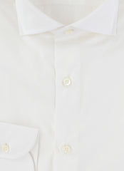 $500 Luigi Borrelli White Solid Cotton Shirt - Slim - (LB729266) - Parent