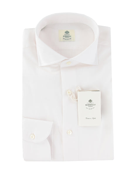 $500 Luigi Borrelli White Solid Shirt - Slim - (LB81262) - Parent