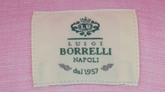 $500 Luigi Borrelli Pink Solid Linen Shirt - Slim - (LB125256) - Parent