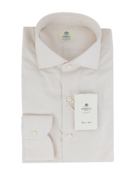 $500 Luigi Borrelli Off White Solid Cotton Shirt - Slim - (LB38261) - Parent
