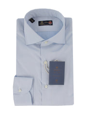 $600 Luigi Borrelli Light Blue Solid Shirt - Slim - (LB1227244) - Parent