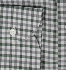 $600 Luigi Borrelli Dark Green Check Shirt - Extra Slim - (LB1227246) - Parent