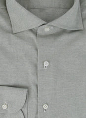$600 Luigi Borrelli Green Solid Cotton Shirt - Slim - (LB1252521) - Parent