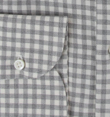 $600 Luigi Borrelli Gray Check Shirt - Slim - (LB1252520) - Parent